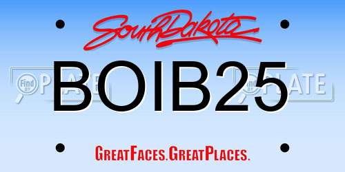 BOIB25 South Dakota License Plate