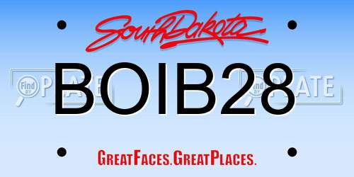 BOIB28 South Dakota License Plate