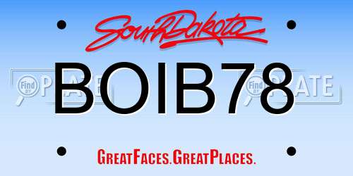 BOIB78 South Dakota License Plate