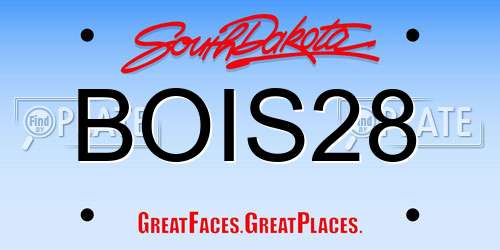 BOIS28 South Dakota License Plate