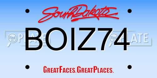 BOIZ74 South Dakota License Plate