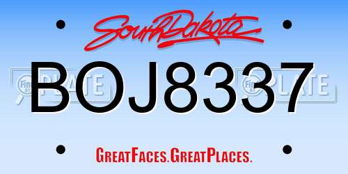 BOJ8337 South Dakota License Plate