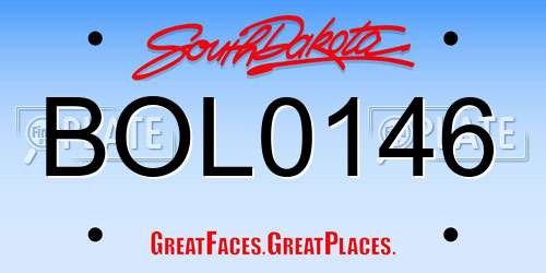 BOL0146 South Dakota License Plate