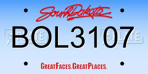 BOL3107 South Dakota License Plate