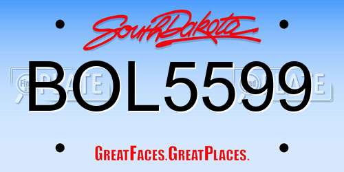 BOL5599 South Dakota License Plate