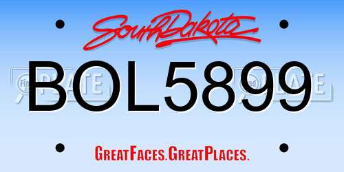 BOL5899 South Dakota License Plate