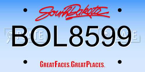 BOL8599 South Dakota License Plate