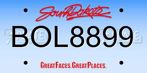 BOL8899 South Dakota License Plate