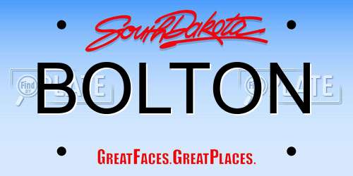 BOLTON South Dakota License Plate