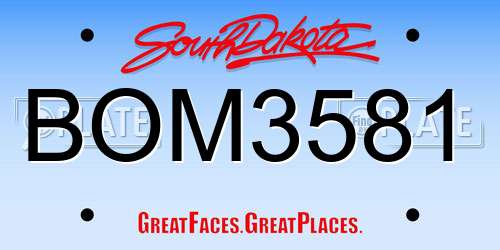 BOM3581 South Dakota License Plate
