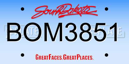 BOM3851 South Dakota License Plate