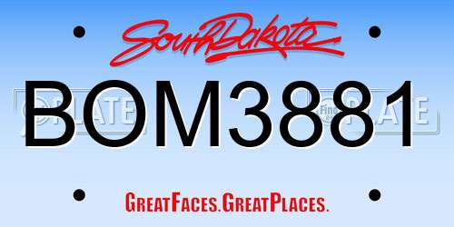 BOM3881 South Dakota License Plate