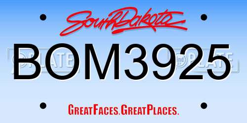 BOM3925 South Dakota License Plate