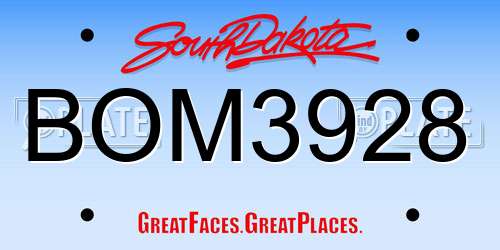 BOM3928 South Dakota License Plate