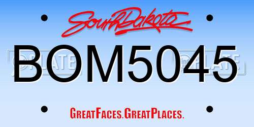 BOM5045 South Dakota License Plate