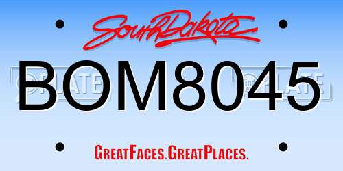 BOM8045 South Dakota License Plate