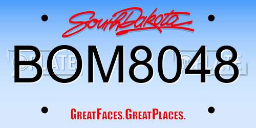 BOM8048 South Dakota License Plate