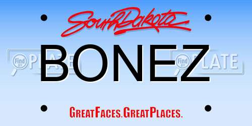 BONEZ South Dakota License Plate