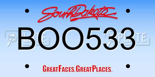 BOO533 South Dakota License Plate