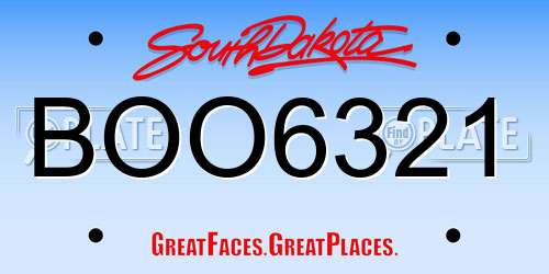 BOO6321 South Dakota License Plate