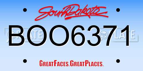 BOO6371 South Dakota License Plate