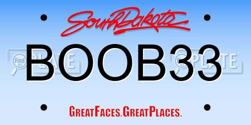 BOOB33 South Dakota License Plate