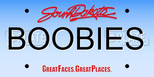 BOOBIES South Dakota License Plate
