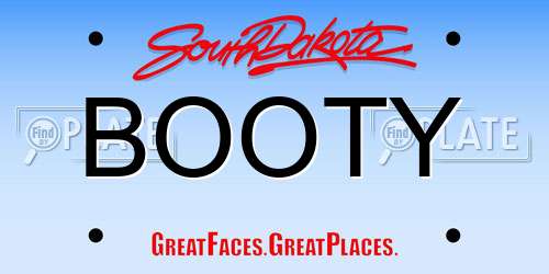BOOTY South Dakota License Plate