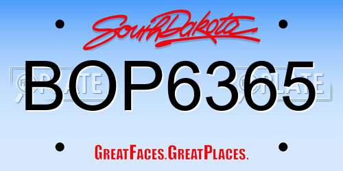 BOP6365 South Dakota License Plate