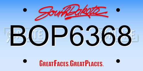BOP6368 South Dakota License Plate