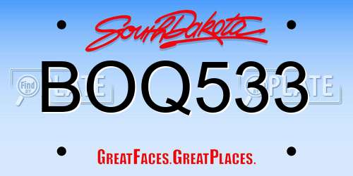 BOQ533 South Dakota License Plate