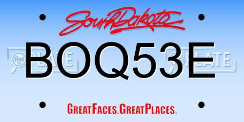BOQ53E South Dakota License Plate