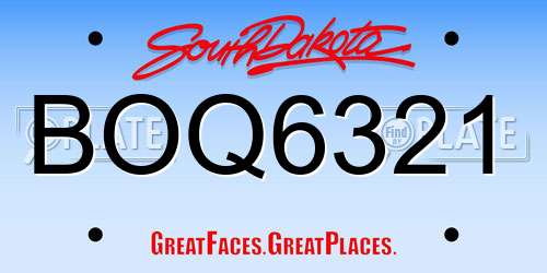 BOQ6321 South Dakota License Plate