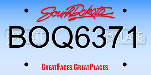 BOQ6371 South Dakota License Plate