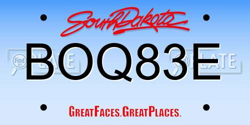 BOQ83E South Dakota License Plate
