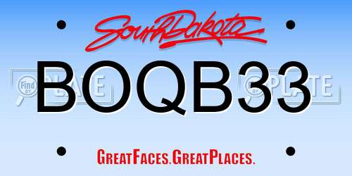 BOQB33 South Dakota License Plate
