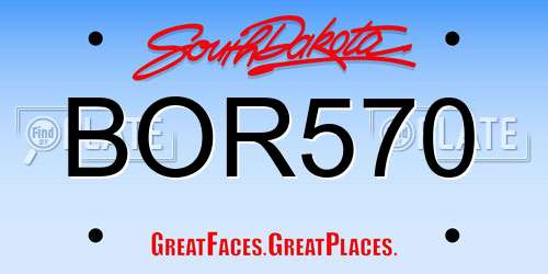 BOR570 South Dakota License Plate