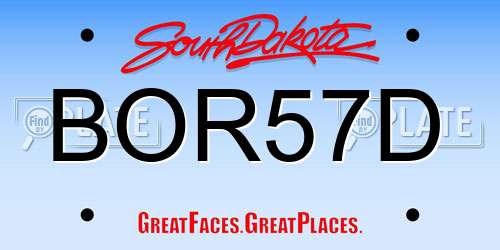 BOR57D South Dakota License Plate