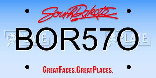 BOR57O South Dakota License Plate