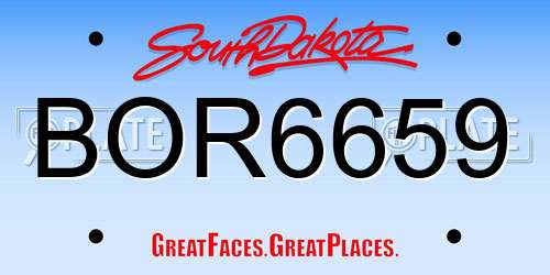 BOR6659 South Dakota License Plate
