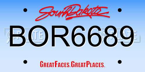 BOR6689 South Dakota License Plate