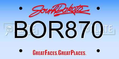BOR870 South Dakota License Plate