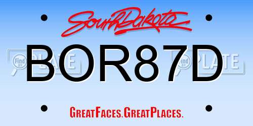 BOR87D South Dakota License Plate