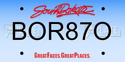 BOR87O South Dakota License Plate