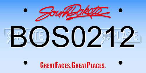 BOS0212 South Dakota License Plate