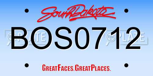 BOS0712 South Dakota License Plate