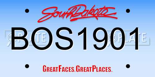 BOS1901 South Dakota License Plate