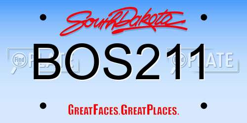 BOS211 South Dakota License Plate