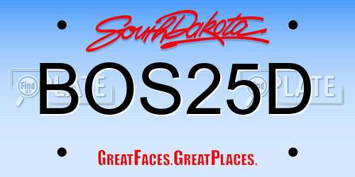 BOS25D South Dakota License Plate