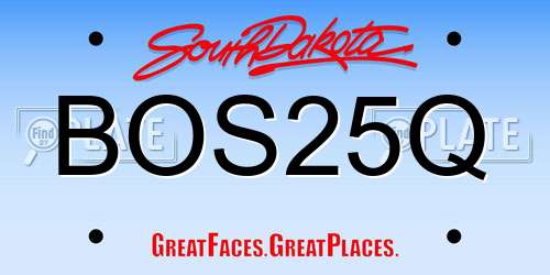 BOS25Q South Dakota License Plate